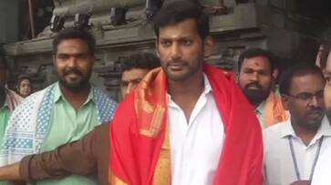 Mark Antony hero vishal visit tirupati temple gan Mark Antony hero vishal visit tirupati temple gan