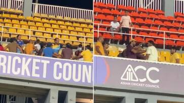 Sri Lankan fans clashed with Indian fans at Colombo during Super 4 SL vs IND match, Asia Cup 2023 rsk Sri Lankan fans clashed with Indian fans at Colombo during Super 4 SL vs IND match, Asia Cup 2023 rsk