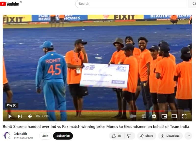 Rohit Sharma not gave man of the match cheque to ground staff claim is fake Fact Check jje