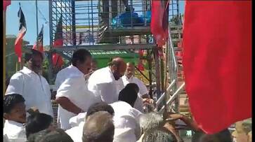 tn law minister ragupathy fell down to district secretary feet for late coming in pudukottai district vel tn law minister ragupathy fell down to district secretary feet for late coming in pudukottai district vel