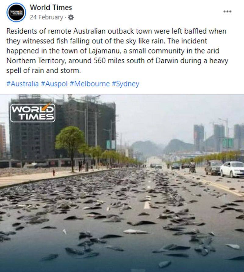 Photos show the fish rain in Lajamanu Australia but images from China Fact Check jje