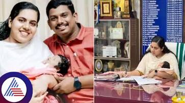 Mayor Arya Rajendrans photo holding a month old daughter in one hand at office goes viral Vin Mayor Arya Rajendrans photo holding a month old daughter in one hand at office goes viral Vin