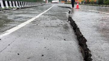 Indias first light and sound proof elevated road developed large cracks due to rain in Madhya Pradesh etj Indias first light and sound proof elevated road developed large cracks due to rain in Madhya Pradesh etj