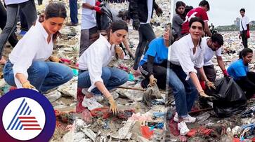 Karishma Tanna Takes Part In Beach Cleaning Drive suc Karishma Tanna Takes Part In Beach Cleaning Drive suc