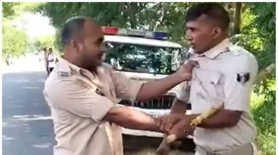 Internal Dispute Among Police Personnel In Bihar Captured On Video Fighting KRJ Internal Dispute Among Police Personnel In Bihar Captured On Video Fighting KRJ