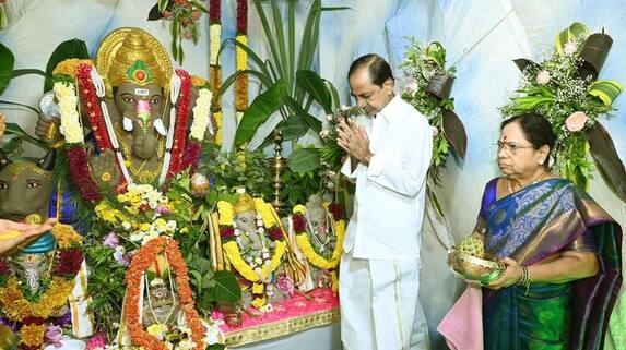 telangana cm kcr family performs vinayaka chavithi pooja at pragathi bhavan ksp telangana cm kcr family performs vinayaka chavithi pooja at pragathi bhavan ksp