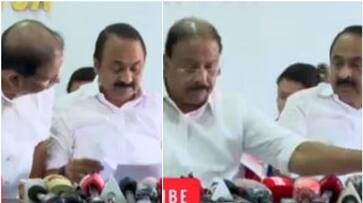 K Sudhakaran and VD satheesan row over mike after puthuppally election social media viral prm K Sudhakaran and VD satheesan row over mike after puthuppally election social media viral prm
