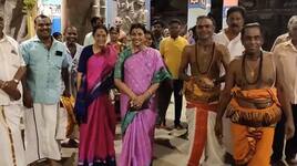 durga stalin did special prayer at aadhipureeswarar temple in chennai vel