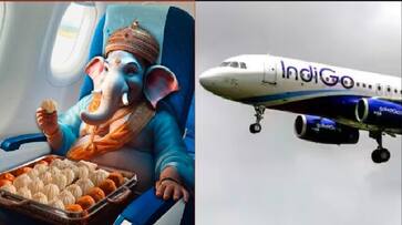 Lord Ganesh came By Indigo flight eating modakas Photo goes viral akb Lord Ganesh came By Indigo flight eating modakas Photo goes viral akb