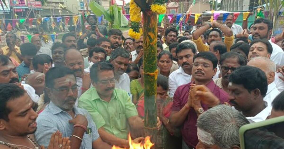 கார்த்திகை தீப விழாவிற்கு தயாராகும் திருவண்ணாமலை.!  அரோகரா கோஷத்துடன் பூர்வாங்கப் பணிக்கான பந்தக்கால்!