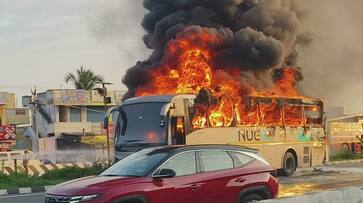 Omni bus caught fire near Chennai and passengers ran away screaming Omni bus caught fire near Chennai and passengers ran away screaming