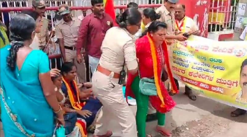 Cauvery water dispute protest against state govt by ka ra ve at chitradurga rav