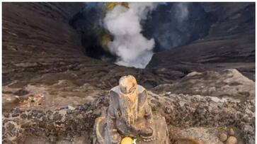 700-year-old Ganesha idol atop a volcano in Indonesia bkg 700-year-old Ganesha idol atop a volcano in Indonesia bkg