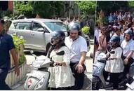 rahul gandhi viral video congress leader driving scooty kxa 