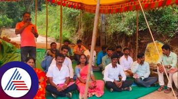 Illegal encroachment of Anganwadi land Balur GP president and members protest at chikkamagaluru rav Illegal encroachment of Anganwadi land Balur GP president and members protest at chikkamagaluru rav