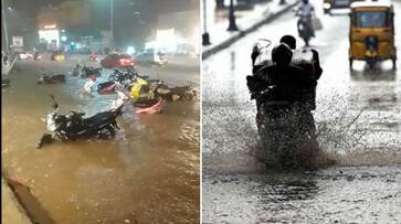Bikes & cars submerged in water due to heavy rains in Chennai-rag Bikes & cars submerged in water due to heavy rains in Chennai-rag
