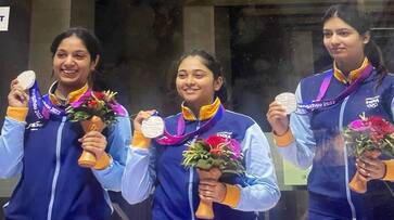 Womens 10m air rifle team wins silver in Asian Games 2023 at Hangzhou rsk Womens 10m air rifle team wins silver in Asian Games 2023 at Hangzhou rsk