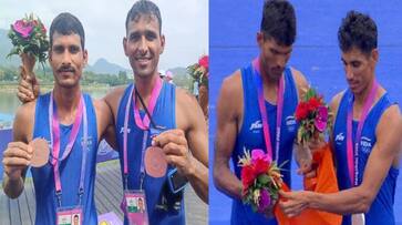 Arjun Lal Jat and Arvind Singh win silver in the mens lightweight double sculls and Lekh Ram and Babu Lal Yadav clinched bronze in rowing in Hangzhou Asian Games 2023 rsk Arjun Lal Jat and Arvind Singh win silver in the mens lightweight double sculls and Lekh Ram and Babu Lal Yadav clinched bronze in rowing in Hangzhou Asian Games 2023 rsk
