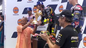 WATCH MotoGP Bharat champion Marco Bezzecchi receives trophy from UP CM; graced with standing ovation snt WATCH MotoGP Bharat champion Marco Bezzecchi receives trophy from UP CM; graced with standing ovation snt