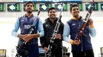 Asian Games 2023 Shooters win first Gold for India with world record in 10m Air Rifle team event kvn Asian Games 2023 Shooters win first Gold for India with world record in 10m Air Rifle team event kvn