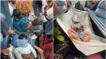 passenger sleeps in a makeshift hammock on crowded train the video going viral hyp passenger sleeps in a makeshift hammock on crowded train the video going viral hyp