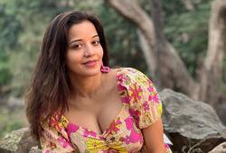 Bhojpuri actress Monalisa shows her curvy figure in floral deep neck dress rps