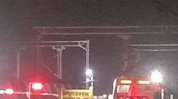 Train climbs on platform at Mathura railway station ksm Train climbs on platform at Mathura railway station ksm