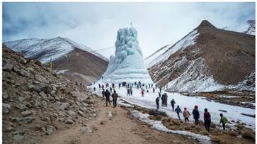 pictures of Ladakhis build ice cones for water bkg pictures of Ladakhis build ice cones for water bkg