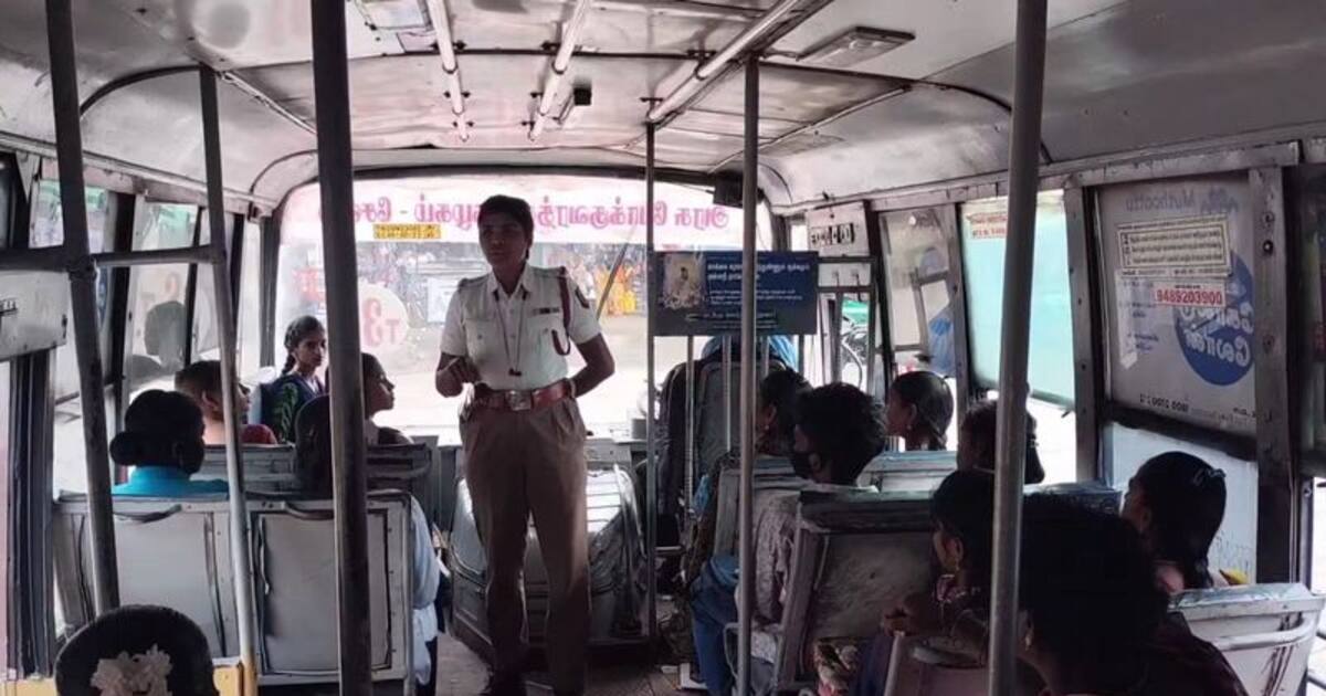பயணிகள் முகம் சுளிக்கும் வகையில் நடந்துகொண்ட மாணவர்கள்; அரசுப் பேருந்தில் அதிரடி காட்டிய பெண் போலீஸ்