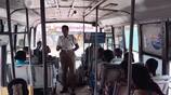 a lady sub inspector make a awareness to college students at government bus in tirupattur district vel