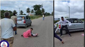 Ramanagara election staff car blocked Miscreants stole the voting mission sat Ramanagara election staff car blocked Miscreants stole the voting mission sat