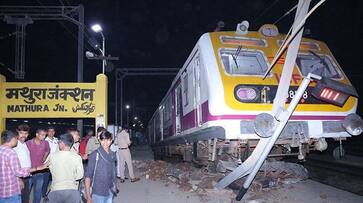 Train climbs platform at Mathura station in Uttar Pradesh, investigation underway WATCH AJR Train climbs platform at Mathura station in Uttar Pradesh, investigation underway WATCH AJR