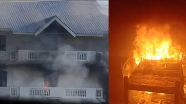 Mob burns down BJP office in Manipur violance amid protest over students killings vkv Mob burns down BJP office in Manipur violance amid protest over students killings vkv