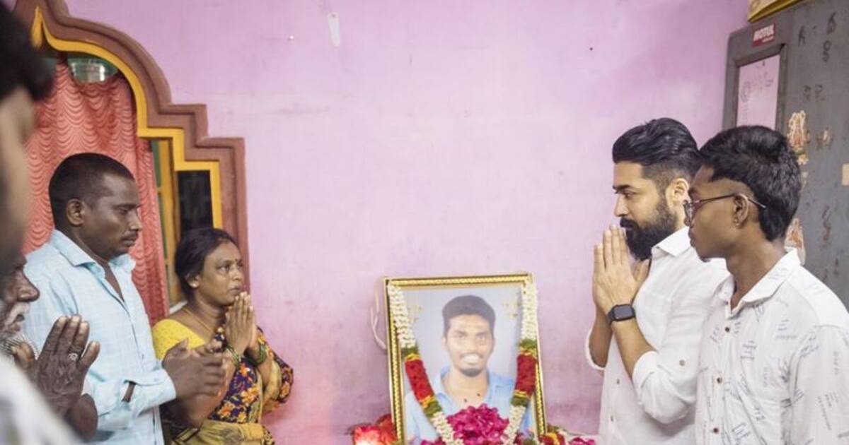 விபத்தில் சிக்கி பலியான தீவிர ரசிகர்... வீட்டுக்கே சென்று கண்ணீர்மல்க அஞ்சலி செலுத்திய சூர்யா