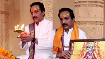 ISRO chief S Somanath offers prayers at Aadi Jyotirling Shree Somnath Mahadev Temple in Saurashtra Gujarat san ISRO chief S Somanath offers prayers at Aadi Jyotirling Shree Somnath Mahadev Temple in Saurashtra Gujarat san