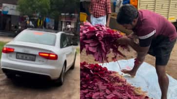 Kerala farmer who came in an Audi car to sell vegetables in the market viral video Rya Kerala farmer who came in an Audi car to sell vegetables in the market viral video Rya
