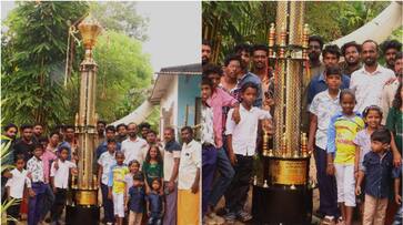 Team Nethaji Club creates a 12 feet-long trophy in the memory of a departed friend in alappuzha vkv Team Nethaji Club creates a 12 feet-long trophy in the memory of a departed friend in alappuzha vkv