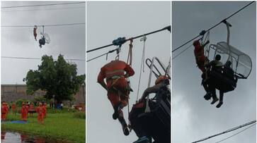 Youth trapped in Malampuzha ropeway rescue operation mock drill btb Youth trapped in Malampuzha ropeway rescue operation mock drill btb