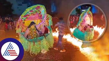 Kantara movie song effect creates fire on dance stage at Andhra Pradesh srb Kantara movie song effect creates fire on dance stage at Andhra Pradesh srb