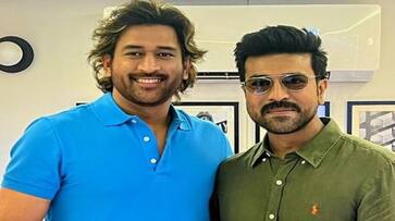Ram Charan Meets MS Dhoni in mubai NSK Ram Charan Meets MS Dhoni in mubai NSK