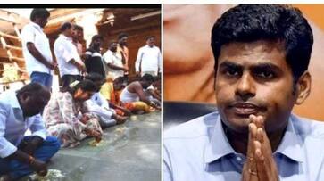 BJP members offer special worship at the temple to pray for the health of state president Annamalai KAK BJP members offer special worship at the temple to pray for the health of state president Annamalai KAK