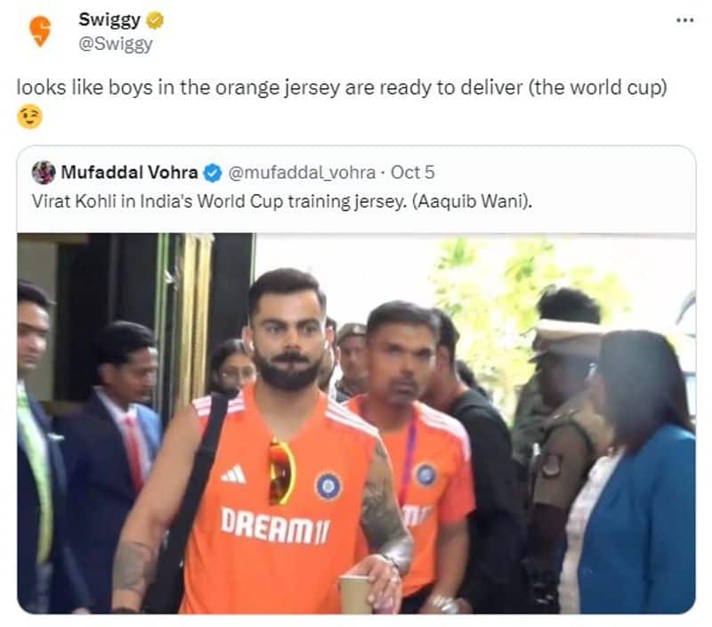 ODI World Cup 2023 Team India New orange Practice jersey is viral Swiggy post Viral san