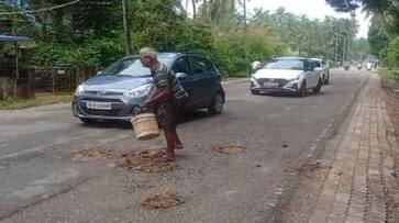 Old Man who Covers Road Potholes at Karwar in Uttara Kananda grg Old Man who Covers Road Potholes at Karwar in Uttara Kananda grg