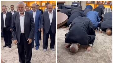 After Watching Israel Attack On TV Hamas Chief Ismail Haniyeh Saleh Al Arouri and Others Thank Allah san After Watching Israel Attack On TV Hamas Chief Ismail Haniyeh Saleh Al Arouri and Others Thank Allah san