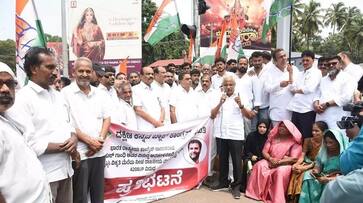 Provocative statement against Rahul: Congress protests at mangaluru rav Provocative statement against Rahul: Congress protests at mangaluru rav