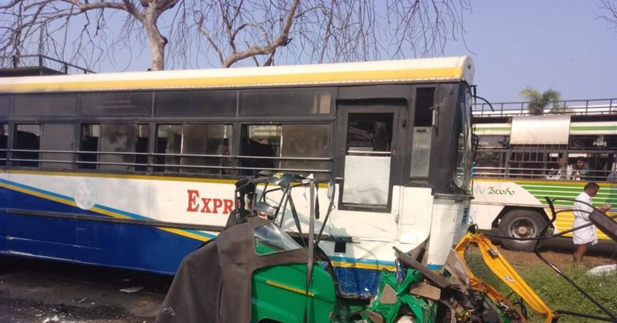 ஆந்திராவில் அரசுப் பேருந்தும், ஆட்டோவும் நேருக்கு நேர் மோதி கோர விபத்து; 5 பேர் பலி