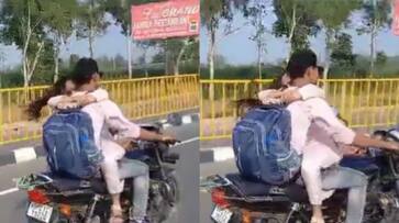 Romance of a young couple on a bike.. hugging each other.. What did the police do?..ISR Romance of a young couple on a bike.. hugging each other.. What did the police do?..ISR