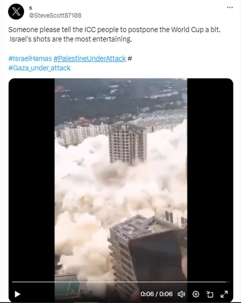 collapsing of many buildings video viral in twitter as Israel attack on Gaza jje