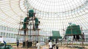 Dasara fruit and flower display in glass house: preparations are underway at Kuppanna Park snr Dasara fruit and flower display in glass house: preparations are underway at Kuppanna Park snr