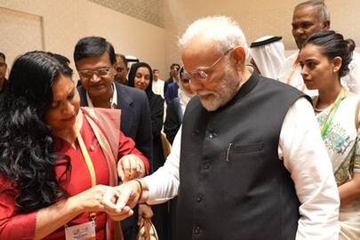 Symbol of friendship: Ana Lilia Rivera ties Rakhi on PM Modi's hand at P20 Summit WATCH AJR